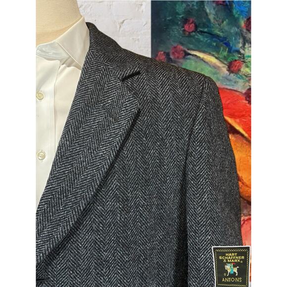 Hart Schaffner Marx Mens 44 XL Gray Wool Heavy Long OverCoat Top Coat - Picture 4 of 13